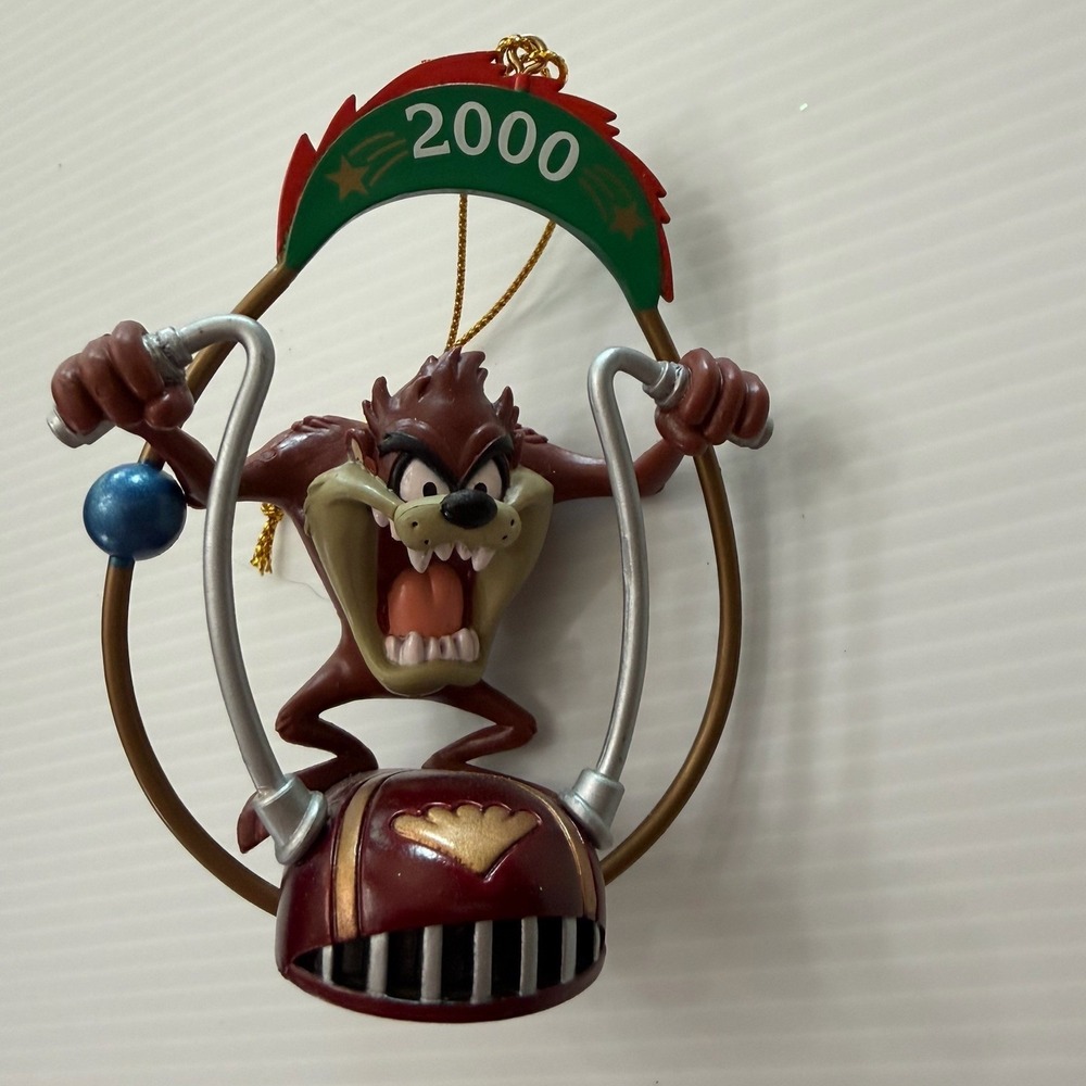 Vintage 2000 Taz Christmas Ornament Motorcycle Biker Handle Bars